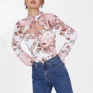 Pomelo Ruffle Long Sleeve Blouse - Pink